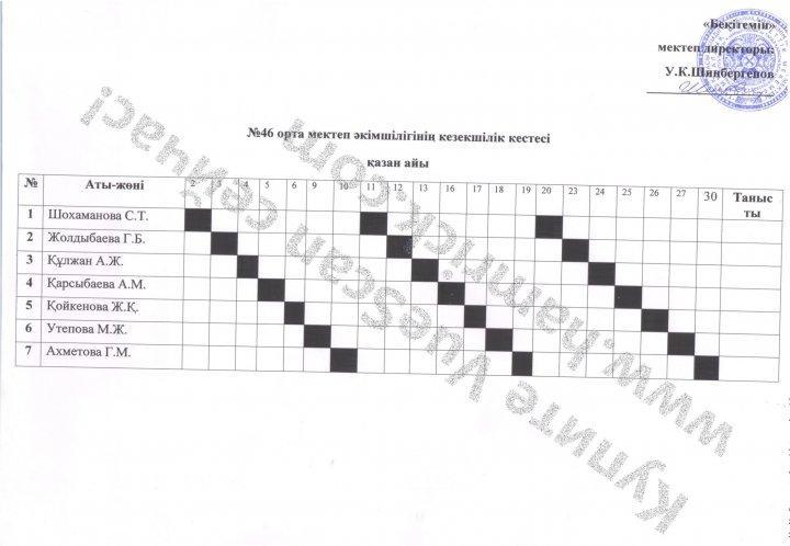 Кезекшілік кестесі